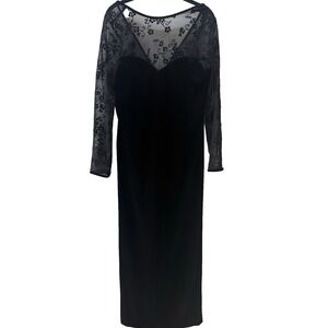 Kathie Lee Velvet Dress Size 8 Black Sweetheart Dark Romantic Stretch Whimsigoth